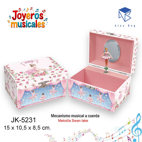 Joyero musical bailarina pequeno melodia swan lake en papeleria Badajoz disponible en Be To Be Menacho y Valdepasillas 