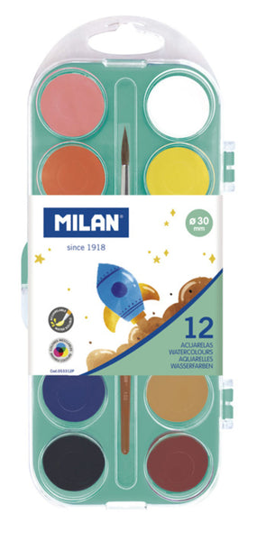 Acuarelas Milan 12 Colores + Pincel - Milan