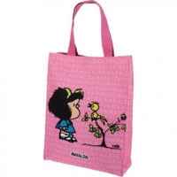 Tote Bag Bolso Mafalda Rosa Pajaritos Con Broche - Grafoplas