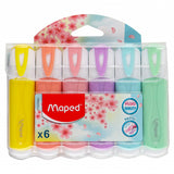 Marcadores Subrayadores Colores Pastel Clasic 6 Unidades - Maped