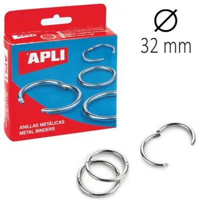 Anillas metálicas niqueladas Apli 32 mm en papelería Badajoz – disponibles en Be To Be Menacho y Valdepasillas