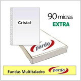 Caja de fundas multitaladro Pardo 100 unidades tamano folio disponible en papeleria en Badajoz