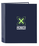Carpeta Munich Blue Indigo formato folio con 4 anillas de 40 mm y diseño deportivo disponible en Be To Be Badajoz