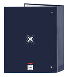 Carpeta De 4 Anillas Folio 35 mm Lomo Ancho Munich Blue Indigo - Safta