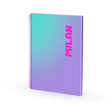 Cuaderno A4 Milan Sunset 90 hojas 95 g cuadrícula 5x5 mm con tapa dura y espiral disponible en papeleria en Badajoz