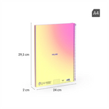 Cuaderno Libreta A4 Bloc Espiral Tapa Dura A4 90H 5x5 Mm Sunset Rosa Amarillo - Milan