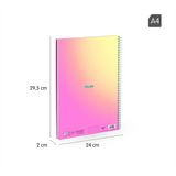 Cuaderno Libreta A4 Bloc Espiral Tapa Dura A4 90H 5x5 Mm Sunset Rosa Amarillo Verde - Milan