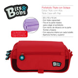 Estuche Portatodo De Cuatro Compatimentos Con Solapa B&B Rojo - Grafoplas