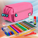 Estuche Portatodo De Cuatro Compatimentos Con Solapa B&B Rosa - Grafoplas