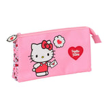 Estuche portatodo de tres compartimentos Hello Kitty Safta disponible en papeleria en Badajoz