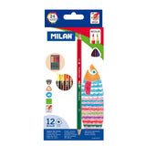 Lapices de colores triangulares bicolor 12 unidades MILAN disponibles en papeleria en Badajoz