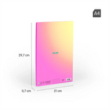 Libreta A4 48H 95Gr Cuadricula 5x5 mm Susnset Rosa Amarilla Turquesa - Milan