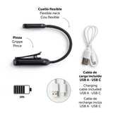 Luz LED de Lectura con Pinza Color Negro Recargable - BTBM&V