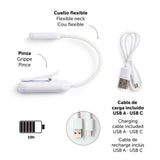 Luz LED de Lectura con Pinza Color Blanco Recargable - MiquelRius