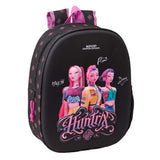 Mochila 3D K-POP Demon Hunters negra Safta con bolsillo lateral portabotellas disponible en Be To Be Badajoz