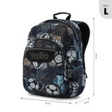 Mochila Escolar Grande Acuareles Balones de Futbol Adaptable a Carro - Totto