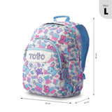 Mochila Escolar Grande Acuareles Conejitos Sweet Adaptable a Carro - Totto