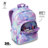 Mochila Escolar Grande Acuareles Corazones Brillantitos Adaptable a Carro - Totto
