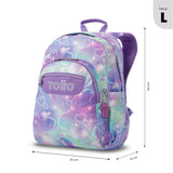 Mochila Escolar Grande Acuareles Corazones Brillantitos Adaptable a Carro - Totto