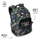 Mochila Escolar Grande Acuareles Gamer Consolas Retro Adaptable a Carro - Totto