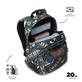 Mochila Escolar Grande Acuareles Gamer Consolas Retro Adaptable a Carro - Totto