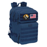 Mochila Escolar Grande Militar Para Tablet o PC 15,6" Color Azul Marino - Safta