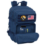 Mochila Escolar Grande Militar Para Tablet o PC 15,6" Color Azul Marino - Safta