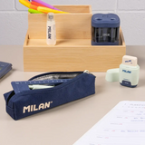 Portatodo De Un Compartimento Rectangular Shadow Mini Serie 1918 Azul Marino - Milan