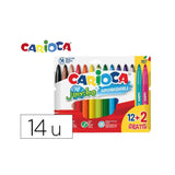 Rotuladores Jumbo Carioca 12 mas 2 colores variados disponibles en papeleria en Badajoz