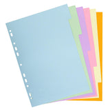 Separadores para carpetas A4 6 posiciones carton colores pastel Exaclair disponibles en papeleria en Badajoz