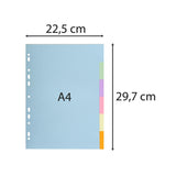 Separadores para Carpetas A4 6 Posiciones de Cartón Colores Pastel - Exaclair