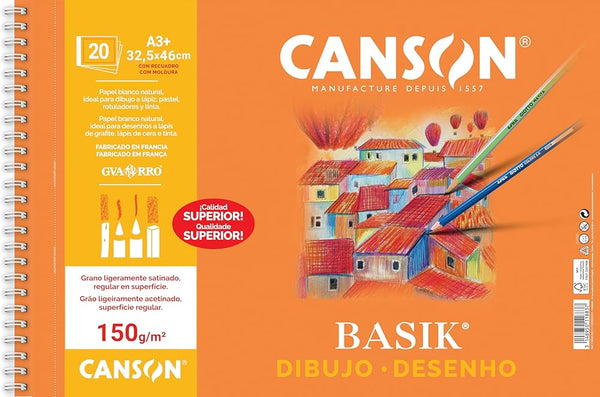 Bloc de dibujo Canson A3 150g Guarro microperforado en papeleria Badajoz disponible en Be To Be Menacho y Valdepasillas