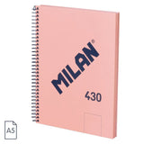 Bloc espiral A5 80 hojas liso Since 1918 rosa MILAN 430 disponible en papeleria en Badajoz
