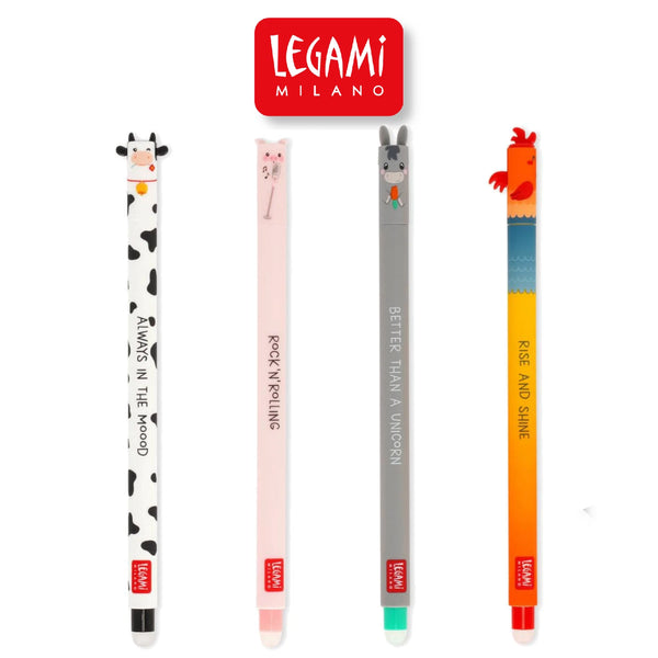 Set 4 Bolígrafos Borrables Legami Granja Bolígrafo De Animales - Legami