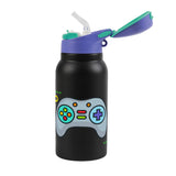 Botella De Agua Infantil De Acero Inoxidable Con Pajita Mando Consola Gamers 350 ml - I-Total