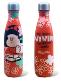 Botella Térmica de Acero Inoxidable 500 ml Mafalda Flores Hoy Quiero Vivir - FunkyG