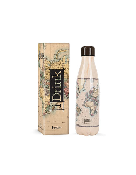 Botella termica Old Maps Travel 500 ml en papeleria Badajoz disponible en Be To Be Menacho y Valdepasillas