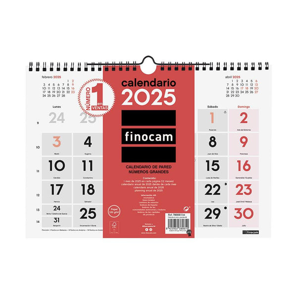 Calendario De Pared Números Grandes - Finocam