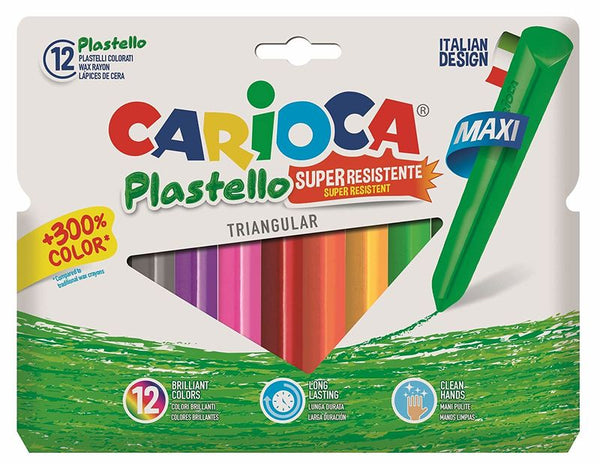 Ceras Carioca Plastello Ceras Triangulares ( 12 Colores ) - Carioca