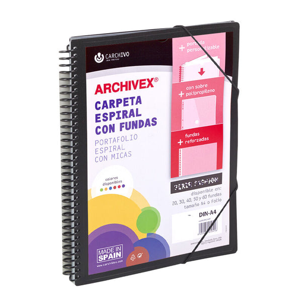 "Carpeta Carchivo A4 negra con fundas reforzadas y tapa personalizable – papelería Badajoz en Be To Be Menacho y Valdepasillas"