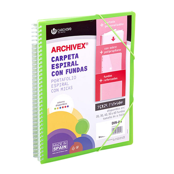 Carpeta de fundas A4 con tapa verde claro personalizable en papelería Badajoz – disponible en Be To Be Menacho y Valdepasillas