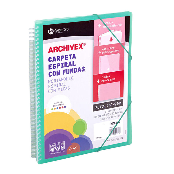 Carpeta de fundas A4 con tapa verde oscuro personalizable en papelería Badajoz – disponible en Be To Be Menacho y Valdepasillas