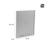Cuaderno Libreta Espiral Metálica Tapa Dura Color Gris Shadow A4 80 Hojas 95g 5x5 mm - Milan