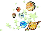 Estrellas y Planetas Que Brillan en la Oscuridad Para Decoración de Dormitorios Estrellas Fosforescentes Adhesivas - 4M
