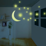 Estrellas y Luna Para Decoración De dormitorios - Estrellas Más Luna Decoración De Estancias - Estrellas Fosforescentes Adhesivas - 4M