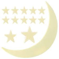 Estrellas y Luna Para Decoración De dormitorios - Estrellas Más Luna Decoración De Estancias - Estrellas Fosforescentes Adhesivas - 4M