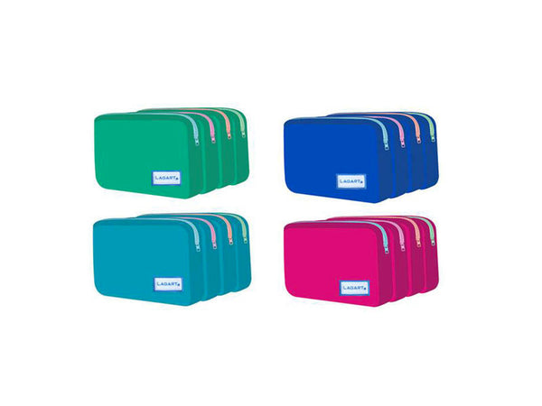 Estuche Portatodo De Silicona Cuatro Cremalleras Cuatro Compartimentos Colores Sólidos - Lagart