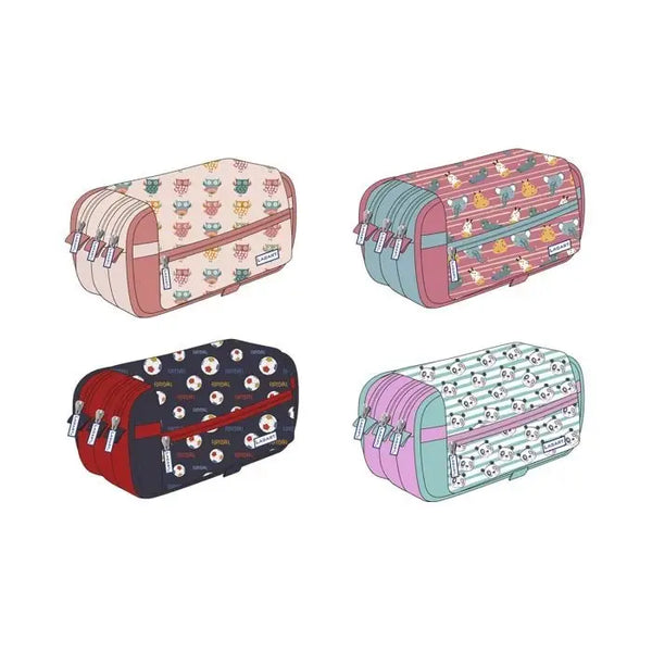 Estuche Portatodo Tres Cremalleras Tres Compartimentos Diseños Divertidos - Lagart