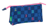 Estuche Portatodo De Tres Compartimentos Triple Benetton Damero - Safta