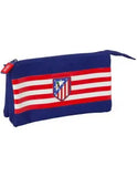 Estuche portatodo triple Atletico de Madrid 2026-27 Escudo 3D Safta disponible en papeleria en Badajoz para cole e instituto
